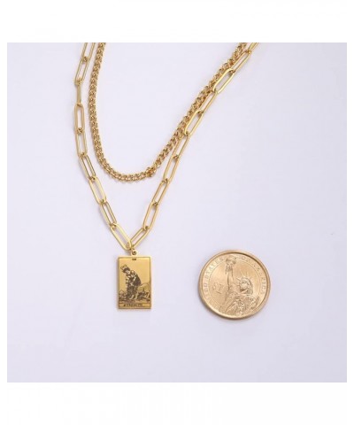 Double Layer Necklace Vintage Tarot Jewelry Good Luck Amulet Pendants Stainless Steel Necklace Gold-THE HANGED MAN $8.66 Neck...