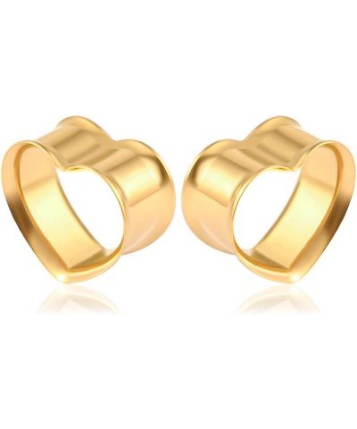 1 Pair 8-25mm Heart Design Stainless Steel Tunnels For Ears Gauges Plugs Stretchers Expander 0g-1 12mm(1/2") Gold $8.84 Body ...