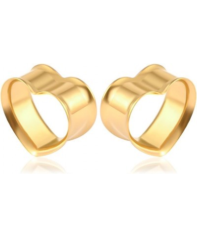 1 Pair 8-25mm Heart Design Stainless Steel Tunnels For Ears Gauges Plugs Stretchers Expander 0g-1 12mm(1/2") Gold $8.84 Body ...