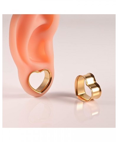 1 Pair 8-25mm Heart Design Stainless Steel Tunnels For Ears Gauges Plugs Stretchers Expander 0g-1 12mm(1/2") Gold $8.84 Body ...