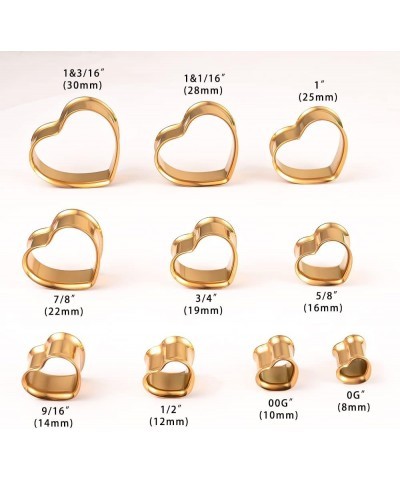 1 Pair 8-25mm Heart Design Stainless Steel Tunnels For Ears Gauges Plugs Stretchers Expander 0g-1 12mm(1/2") Gold $8.84 Body ...