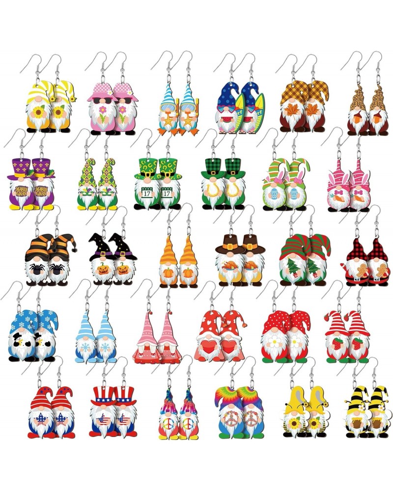 30 Pairs Gnome Earrings for Women Gnome Jewelry Gift Holiday Drop and Dangle Earrings for Women Girls Valentine's Day Mardi G...