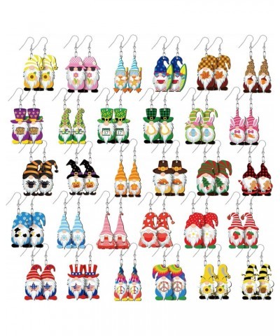 30 Pairs Gnome Earrings for Women Gnome Jewelry Gift Holiday Drop and Dangle Earrings for Women Girls Valentine's Day Mardi G...