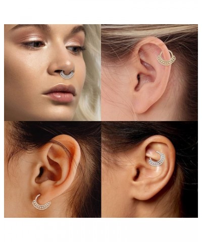 Helix Rook Earrings Double Open Stack Sleeper Earring 316L Surgical Steel 16G 7mm 8mm 10mm CZ Daith Cartilage Tragus Piercing...