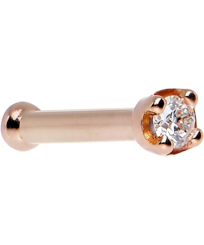 18 Gauge 1/4" Length 14k Rose Gold 1.5mm (0.015 cttw) Genuine Diamond Nose Stud Bone $26.65 Body Jewelry