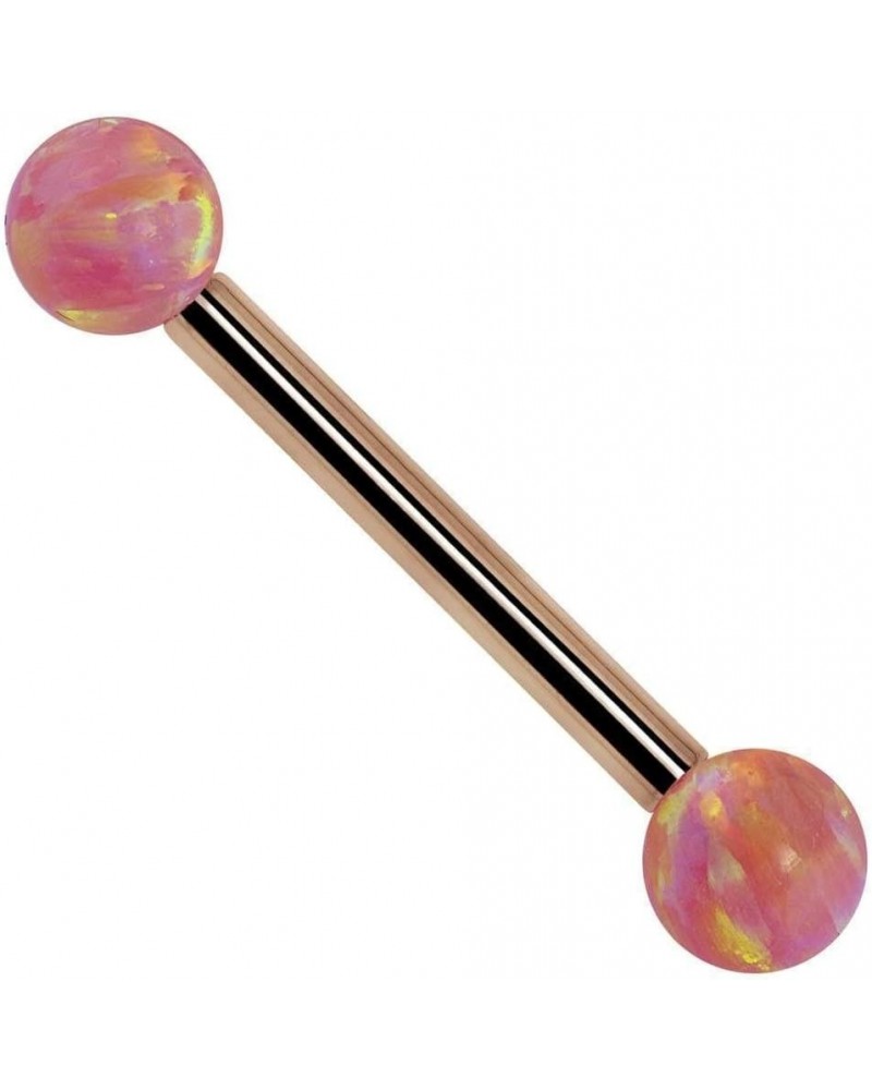 Pink Synthetic Opal 14k Gold Straight Barbell 14k Rose Gold | 18G | 3/4" (19mm) $54.45 Body Jewelry