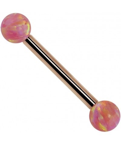 Pink Synthetic Opal 14k Gold Straight Barbell 14k Rose Gold | 18G | 3/4" (19mm) $54.45 Body Jewelry