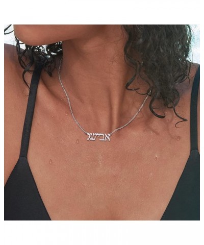 Hebrew Name Necklace Personalized,Custom Jewish Name Stainless Steel/925 Sterling Silver, Engraving Israel Jewelry Gift for W...