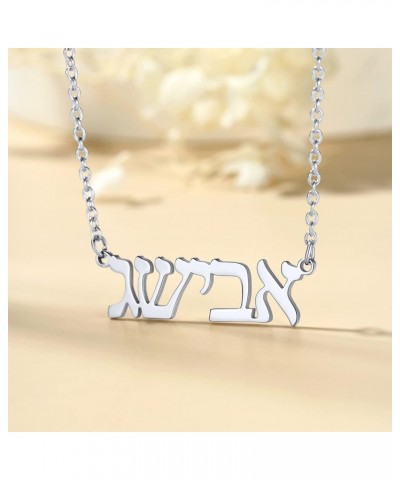 Hebrew Name Necklace Personalized,Custom Jewish Name Stainless Steel/925 Sterling Silver, Engraving Israel Jewelry Gift for W...