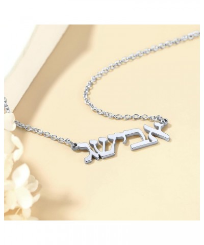 Hebrew Name Necklace Personalized,Custom Jewish Name Stainless Steel/925 Sterling Silver, Engraving Israel Jewelry Gift for W...