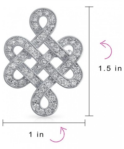 Eternal Celtic Love Knot Work Cubic Zirconia Pave CZ Wedding Brooch Pin For Women Rhodium Plated Brass 1.2 Inch $14.40 Brooch...