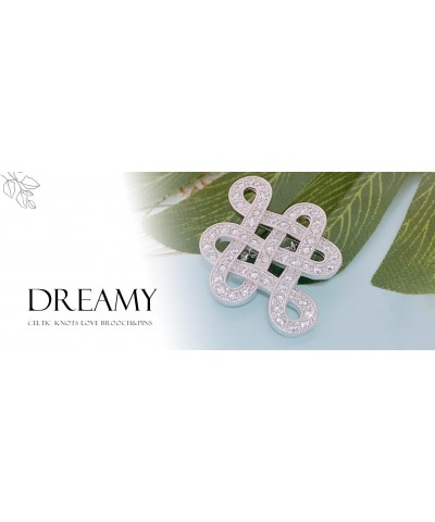 Eternal Celtic Love Knot Work Cubic Zirconia Pave CZ Wedding Brooch Pin For Women Rhodium Plated Brass 1.2 Inch $14.40 Brooch...