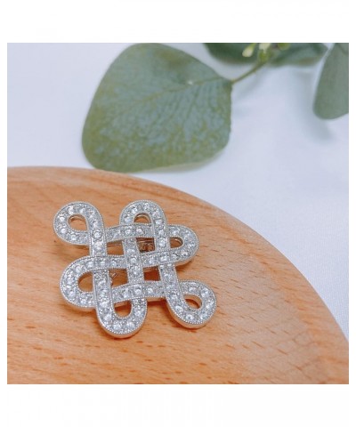 Eternal Celtic Love Knot Work Cubic Zirconia Pave CZ Wedding Brooch Pin For Women Rhodium Plated Brass 1.2 Inch $14.40 Brooch...