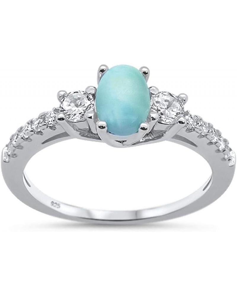 Oval Center Simulated Opal Stylish Womens Ring Sterling Silver (Comes in Colors) Larimar $10.10 Rings