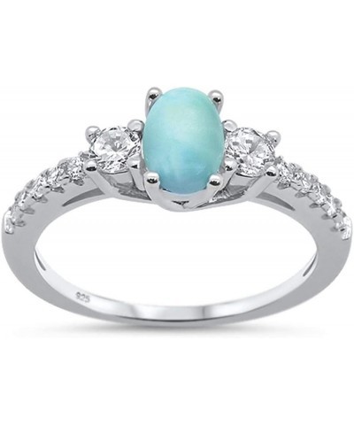 Oval Center Simulated Opal Stylish Womens Ring Sterling Silver (Comes in Colors) Larimar $10.10 Rings