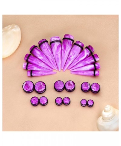 24pcs Acrylic Ear Tapers Plugs Colorful Spots Ear Stretching Kit Piering Jewelry Ear Gauge for Men Women 00g-13/16 inch Marbl...