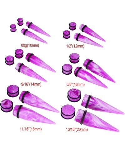 24pcs Acrylic Ear Tapers Plugs Colorful Spots Ear Stretching Kit Piering Jewelry Ear Gauge for Men Women 00g-13/16 inch Marbl...