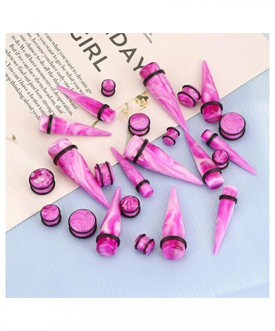 24pcs Acrylic Ear Tapers Plugs Colorful Spots Ear Stretching Kit Piering Jewelry Ear Gauge for Men Women 00g-13/16 inch Marbl...