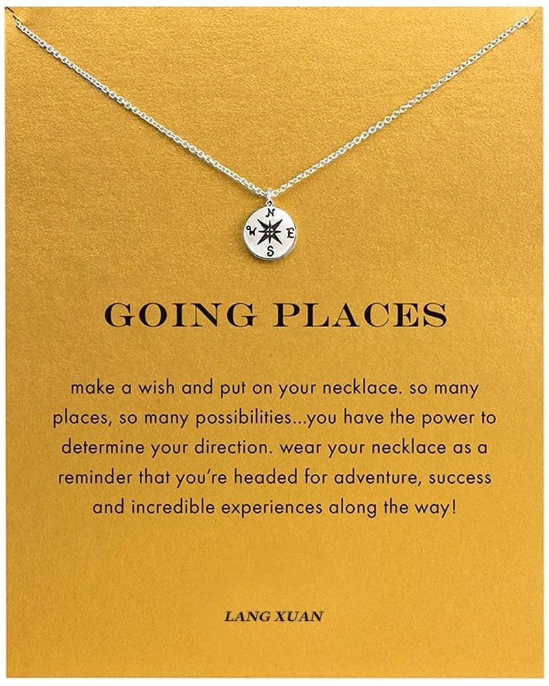 Friendship Infinite 8 Necklace Lucky Elephant Star Pearl Circle Pendant Necklace for Women Gift Card… Silver Compass 2 $7.07 ...