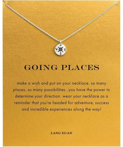 Friendship Infinite 8 Necklace Lucky Elephant Star Pearl Circle Pendant Necklace for Women Gift Card… Silver Compass 2 $7.07 ...