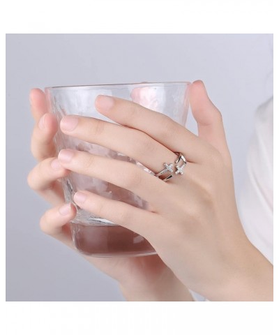 Christian Rhinestone Double Cross Ring Creative Wedding Commitment Ring for Woman Silver-03 $7.79 Rings