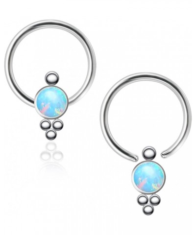 1pc/2pcs Hypoallergenic 16G 8mm/10mm G23 Titanium Captive Bead Ring Round Synthetic Opal/Colorful CZ Nose Rings Septum Hoop R...