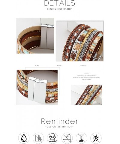 Boho Multi-Layer Leather Wrap Cuff Bracelet for Women, Handmade Bangle Stackable Infinity Bracelets Wristband Jewelry with Cl...