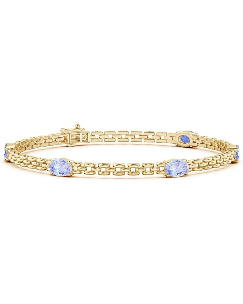 Natural Tanzanite Five Stone Station Link Bracelet for Women, Girls in 14K Solid Gold | December BirthstoneJewelry Gift for H...