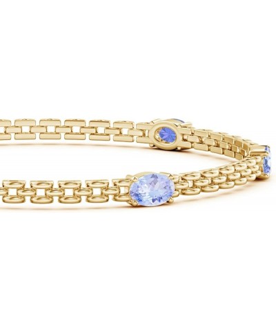 Natural Tanzanite Five Stone Station Link Bracelet for Women, Girls in 14K Solid Gold | December BirthstoneJewelry Gift for H...