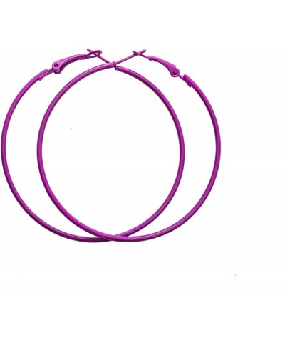 Lightweight Matte Round Hoop Earrings 90s 80s Classic Big Neon Hoop Earrings for Women Girls Nightclub Jewelry Purple A $6.37...