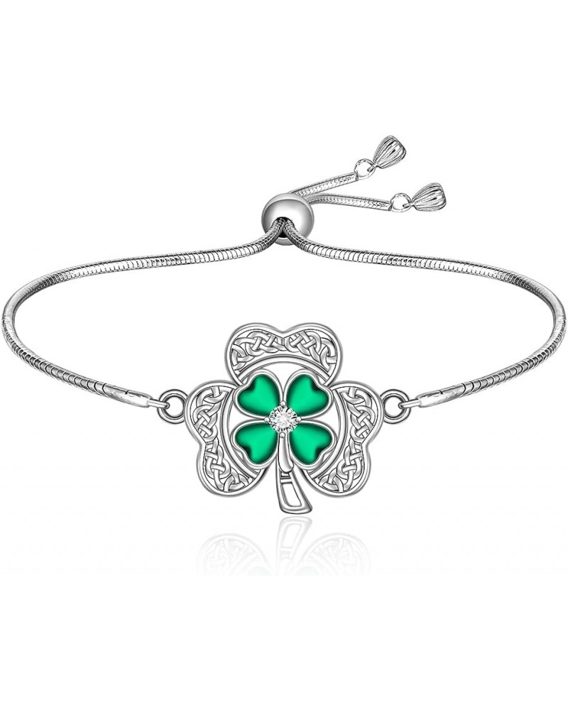 Celtic Shamrock Bracelet for Women St Patricks Day Bracelet Sterling Silver Lucky Gifts Shamrock5 $18.89 Bracelets