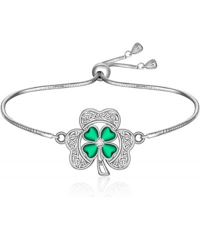 Celtic Shamrock Bracelet for Women St Patricks Day Bracelet Sterling Silver Lucky Gifts Shamrock5 $18.89 Bracelets