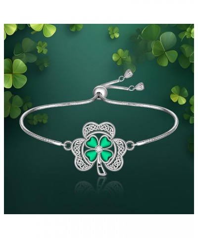 Celtic Shamrock Bracelet for Women St Patricks Day Bracelet Sterling Silver Lucky Gifts Shamrock5 $18.89 Bracelets