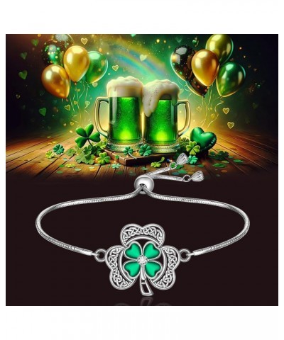 Celtic Shamrock Bracelet for Women St Patricks Day Bracelet Sterling Silver Lucky Gifts Shamrock5 $18.89 Bracelets