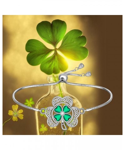 Celtic Shamrock Bracelet for Women St Patricks Day Bracelet Sterling Silver Lucky Gifts Shamrock5 $18.89 Bracelets