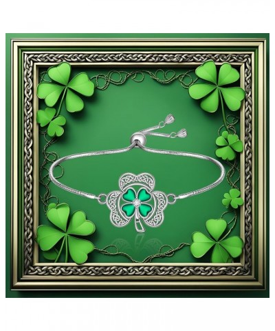 Celtic Shamrock Bracelet for Women St Patricks Day Bracelet Sterling Silver Lucky Gifts Shamrock5 $18.89 Bracelets