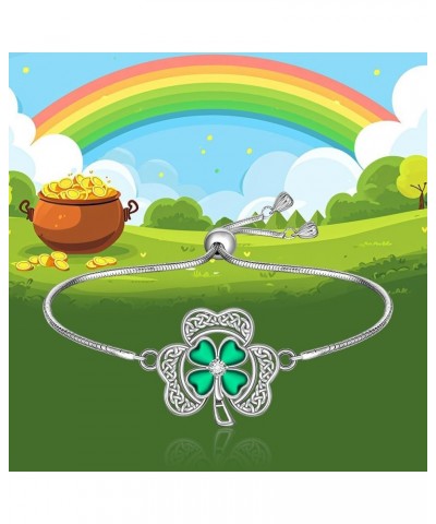 Celtic Shamrock Bracelet for Women St Patricks Day Bracelet Sterling Silver Lucky Gifts Shamrock5 $18.89 Bracelets