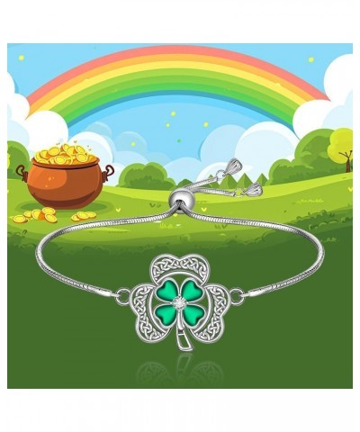 Celtic Shamrock Bracelet for Women St Patricks Day Bracelet Sterling Silver Lucky Gifts Shamrock5 $18.89 Bracelets