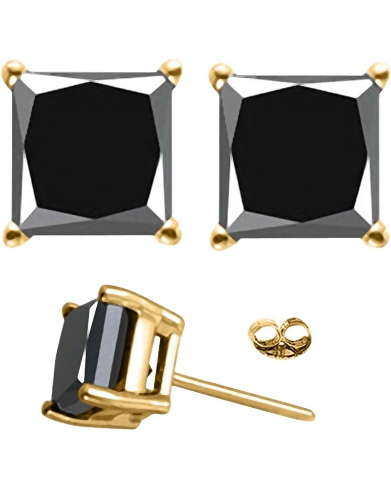 1/2-4 Carat Total Weight Princess Black Diamond Stud Earrings Yellow Gold 1.51 carats $374.19 Earrings