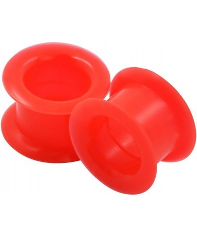 2 PC Colorful Hard Silicone Flexible Ear Skin Tunnels Plugs Hollow Ear Gauges 2G-25mm hard-red 22mm(7/8") $8.39 Body Jewelry