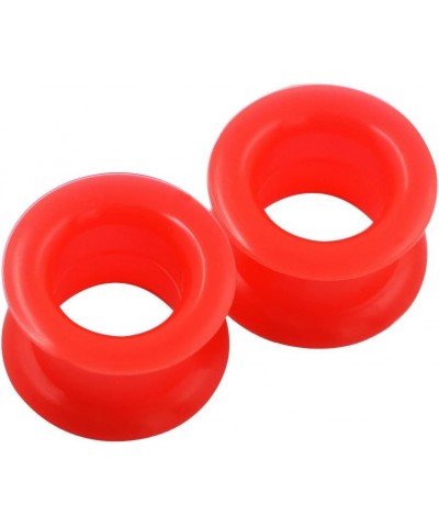 2 PC Colorful Hard Silicone Flexible Ear Skin Tunnels Plugs Hollow Ear Gauges 2G-25mm hard-red 22mm(7/8") $8.39 Body Jewelry