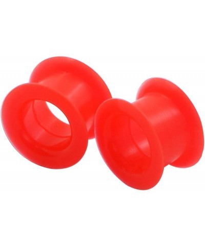 2 PC Colorful Hard Silicone Flexible Ear Skin Tunnels Plugs Hollow Ear Gauges 2G-25mm hard-red 22mm(7/8") $8.39 Body Jewelry