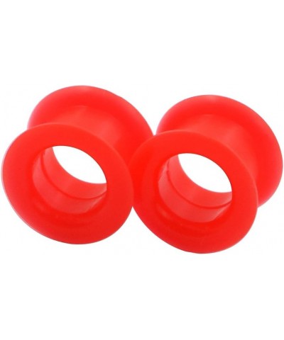 2 PC Colorful Hard Silicone Flexible Ear Skin Tunnels Plugs Hollow Ear Gauges 2G-25mm hard-red 22mm(7/8") $8.39 Body Jewelry