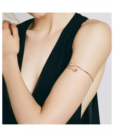 6 Pieces Arm Bracelet for Women Girls Gold Mental Open Upper Arm Bangle Bracelet Simple Adjustable Armlet Armband Set Rose Go...