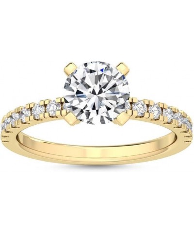 1-5 Carat (ctw) White Gold Round Cut LAB GROWN Diamond Hidden Halo Engagement Ring (Color D-E Clarity VS1-VS2) 4.0 Yellow Gol...