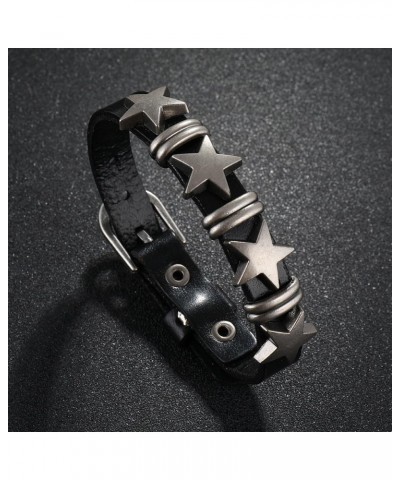 Punk Leather Bracelets Rhinestone Studded Bracelet Gothic Rock Bracelets Black Cuff Wristband with Chain Rivet for Halloween ...