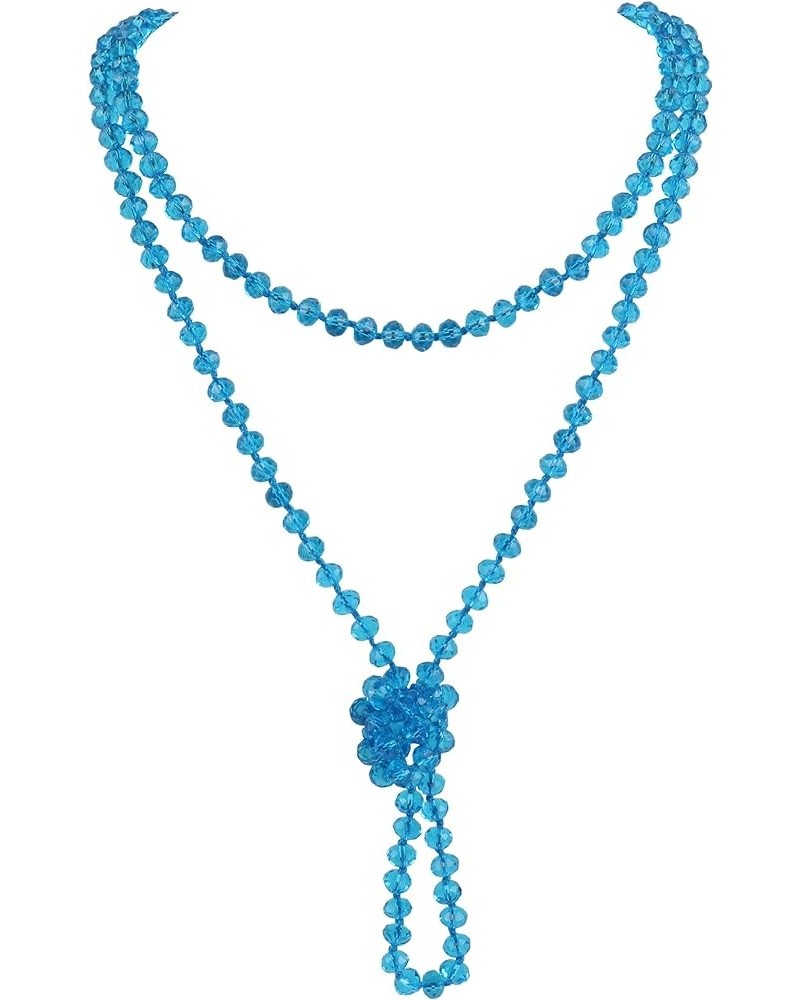 Fashion Beads Rope Knot Long Beaded Necklace Versatile 60" Strand Costume Jewelry for Women and Men Lake Blue $10.46 Necklaces