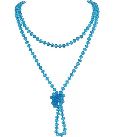 Fashion Beads Rope Knot Long Beaded Necklace Versatile 60" Strand Costume Jewelry for Women and Men Lake Blue $10.46 Necklaces