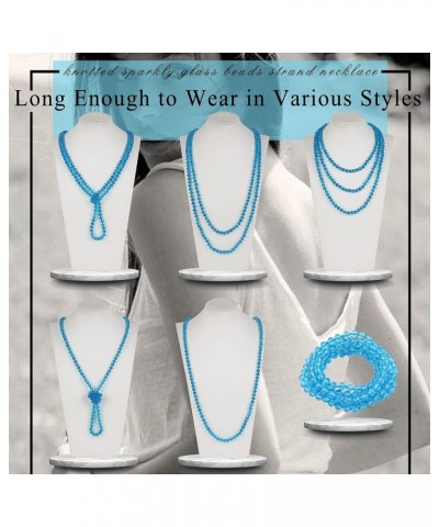 Fashion Beads Rope Knot Long Beaded Necklace Versatile 60" Strand Costume Jewelry for Women and Men Lake Blue $10.46 Necklaces