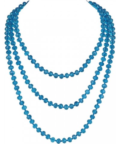 Fashion Beads Rope Knot Long Beaded Necklace Versatile 60" Strand Costume Jewelry for Women and Men Lake Blue $10.46 Necklaces